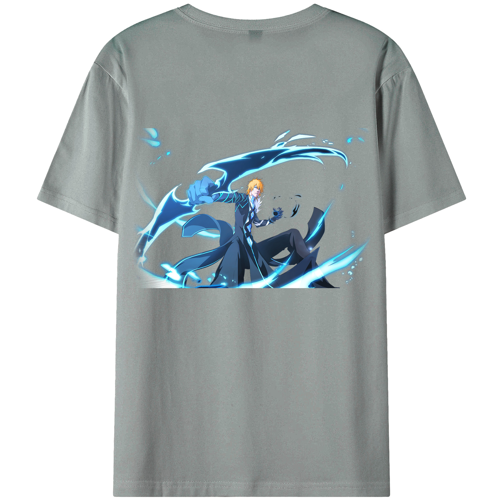 （画像用） ブリーチ 黒崎一護（くろさき いちご）BLEACH Kurosaki Ichigo 綿100％ メンズ半袖Tシャツ（バックプリント） 通気性